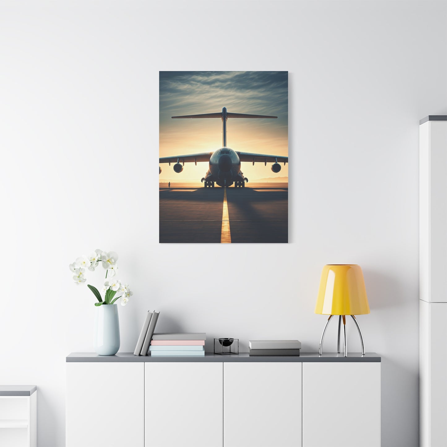 Golden Runway Departure Jet Wall Art & Canvas Prints