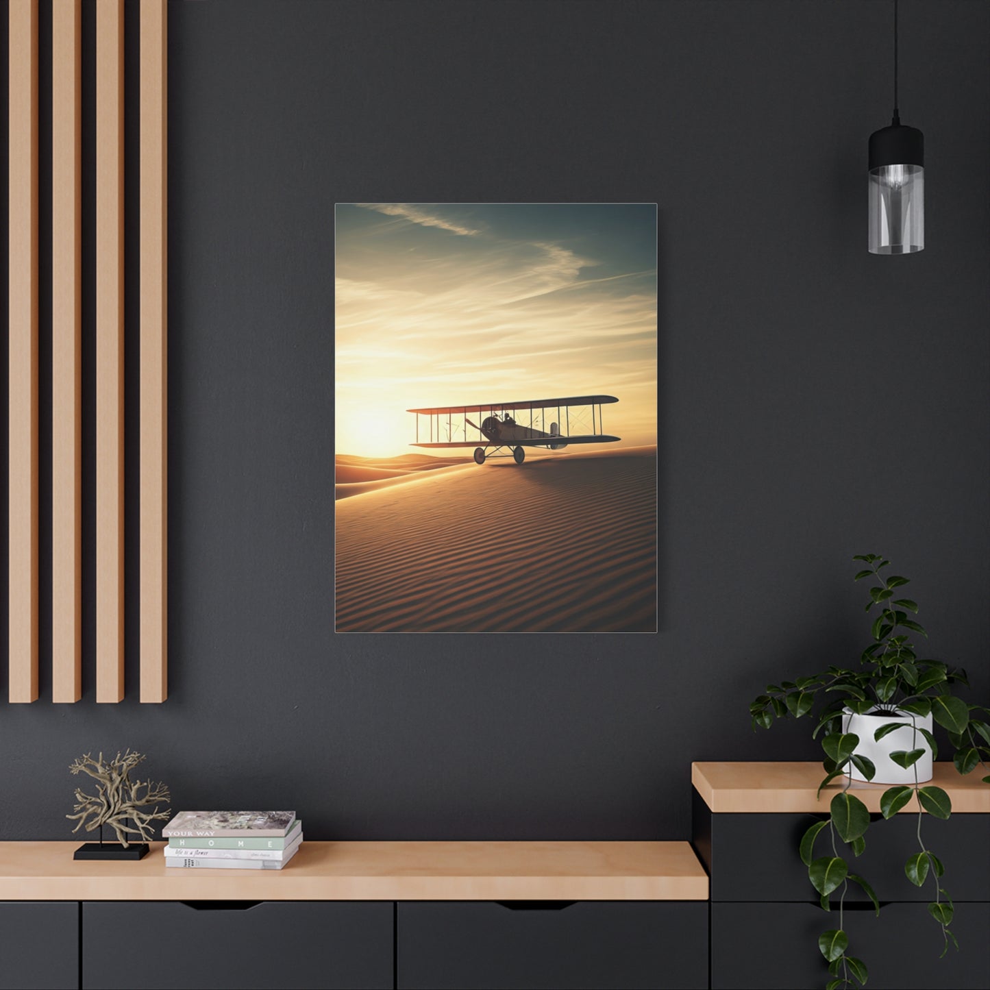 Desert Dawn Biplane Flight Wall Art & Canvas Prints