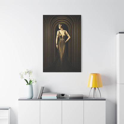 Golden Archway Elegance Woman Wall Art & Canvas Prints