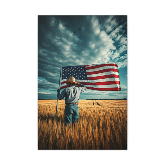 American Flag Over Golden Fields Wall Art & Canvas Prints