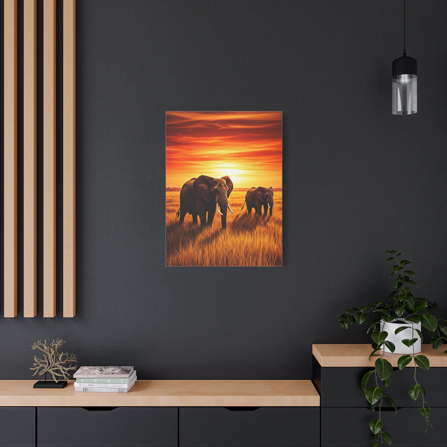Elephant Herd at Sunset Plains Wall Art & Canvas Prints