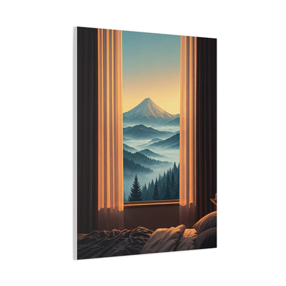 Mountain View Through Window Tranquil Interior Wall Art & Canvas Prints