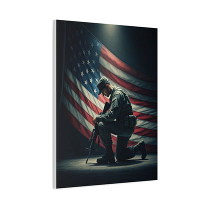 Kneeling Soldier Prayer Tribute Wall Art & Canvas Prints