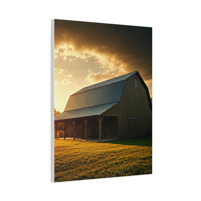 Golden Hour Farm Barn Landscape Wall Art & Canvas Prints