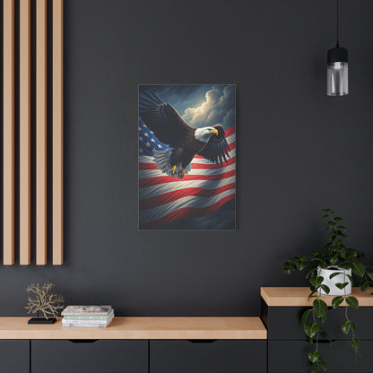 Eagle of Freedom Over the American Flag Wall Art & Canvas Prints