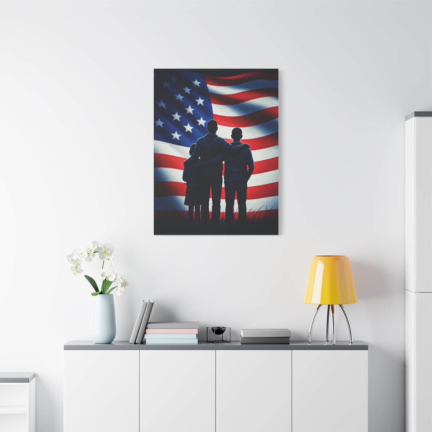 American Flag Over Golden Fields Wall Art & Canvas Prints