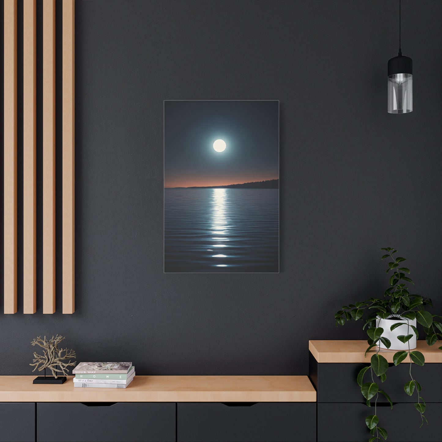 Moonlit Reflection Over Silent Waters Wall Art & Canvas Prints
