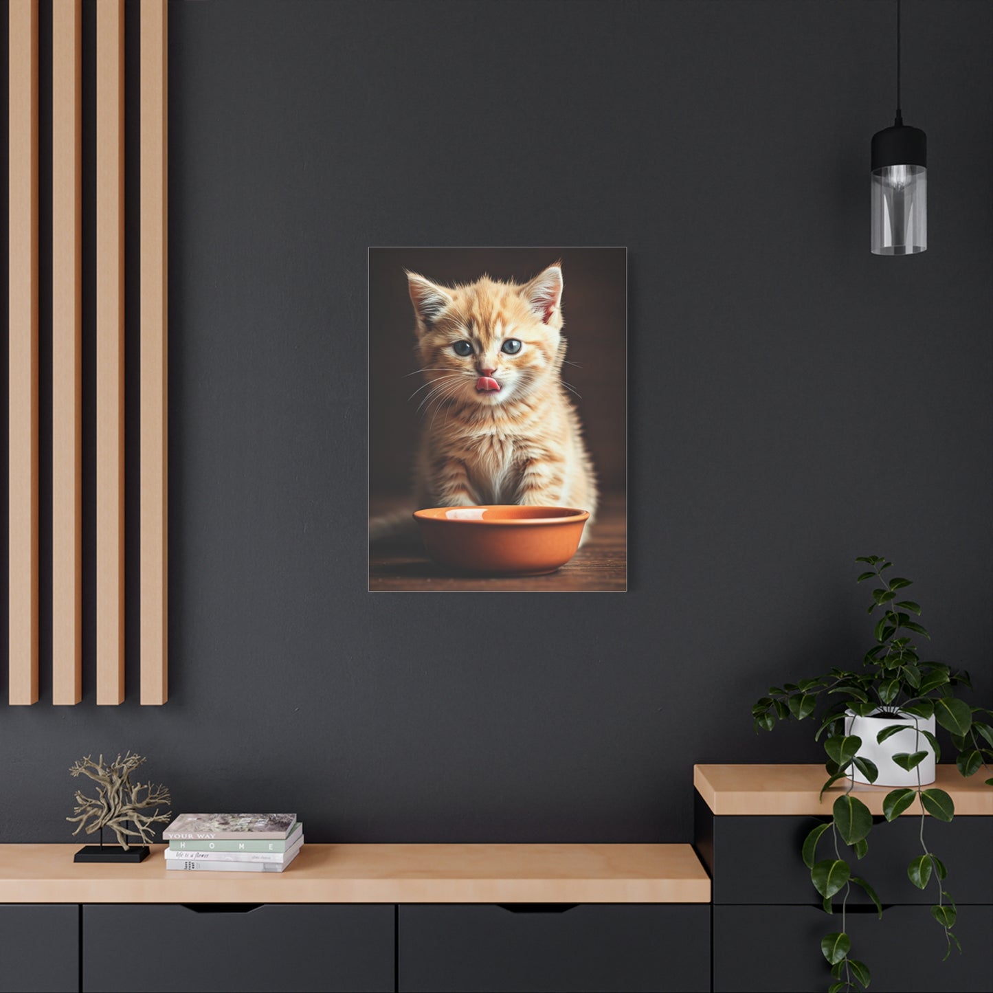 Hungry Kitten Moment Wall Art & Canvas Prints