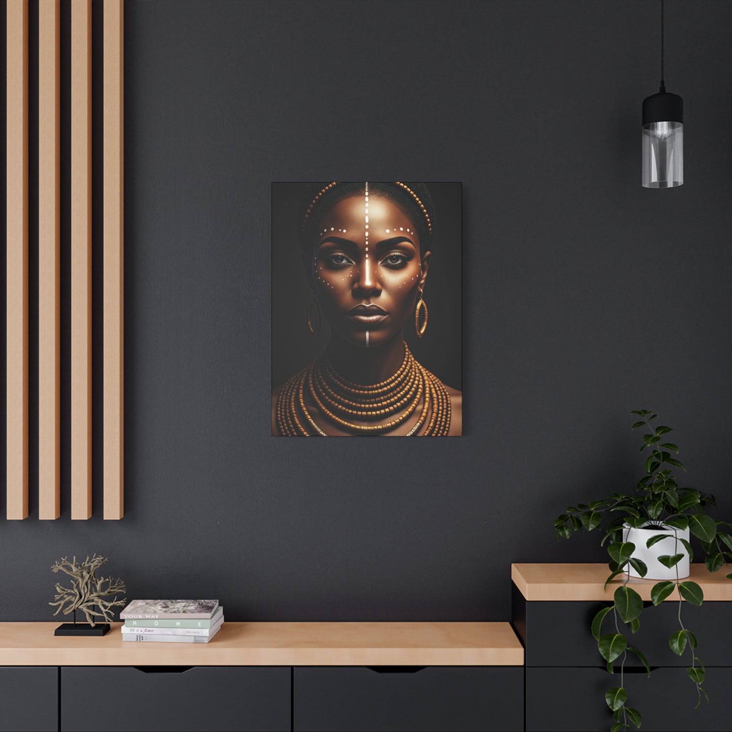 Golden Tribal Goddess Portrait Wall Art & Canvas Prints