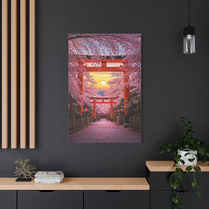 Torii Gate Sakura Pathway at Sunset Wall Art & Canvas Prints