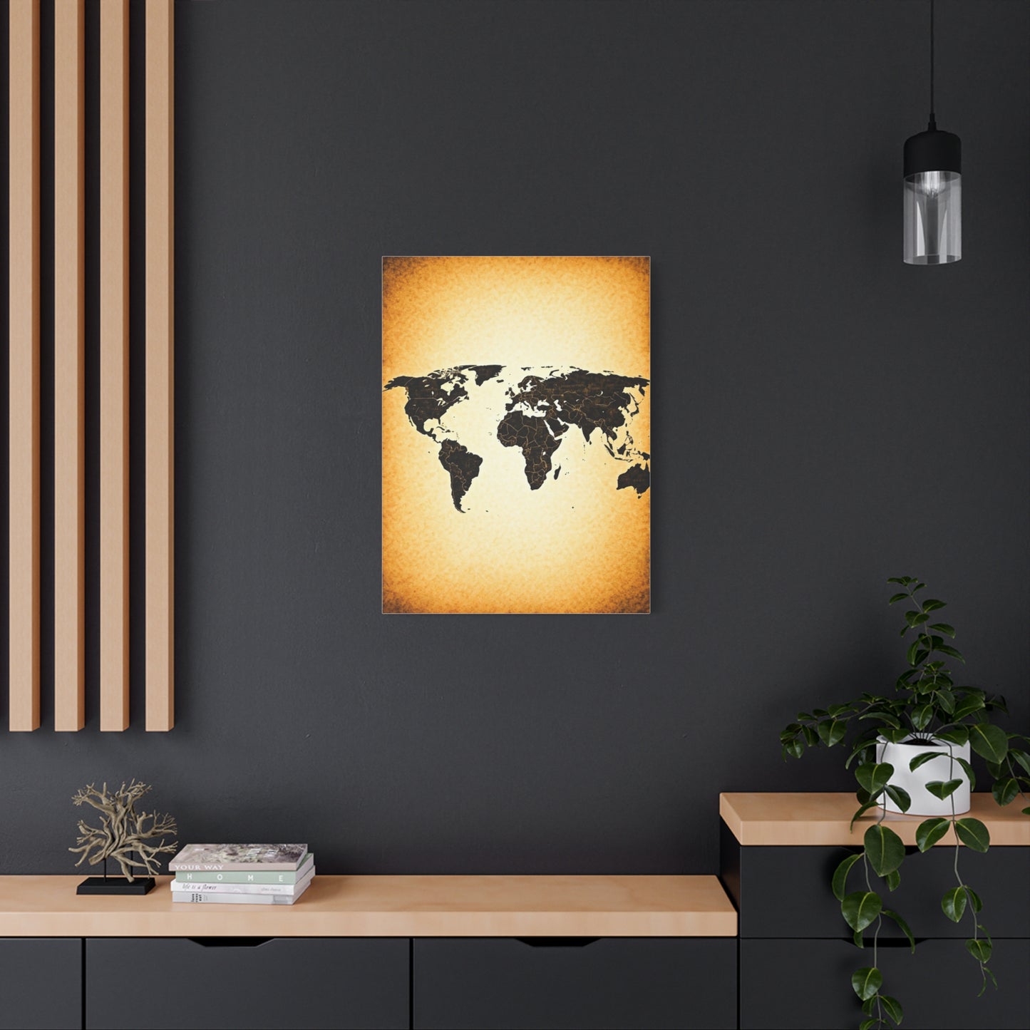 Minimal Black Silhouette World Map Wall Art & Canvas Prints