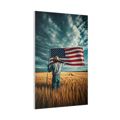 American Flag Over Golden Fields Wall Art & Canvas Prints