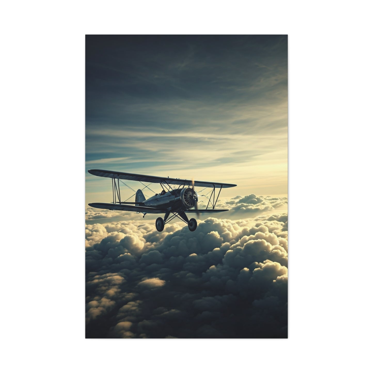 High-Altitude Biplane Above the Clouds Wall Art & Canvas Prints