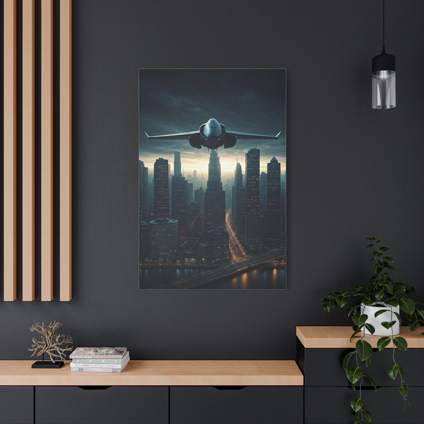 City Skyline Aircraft Journey Wall Art & Canvas Prints