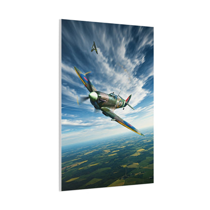 Vintage Warbird Flight Over Open Fields Wall Art & Canvas Prints