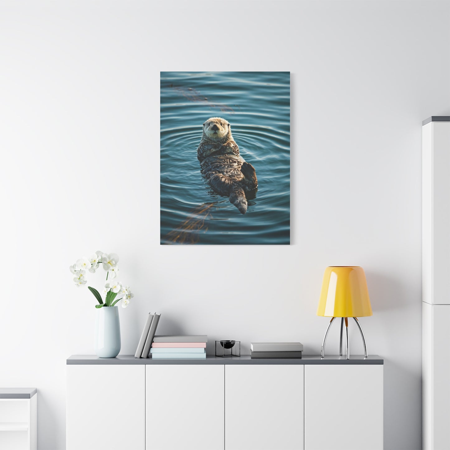Otter Floating on Water Wall Art & Canvas Prints