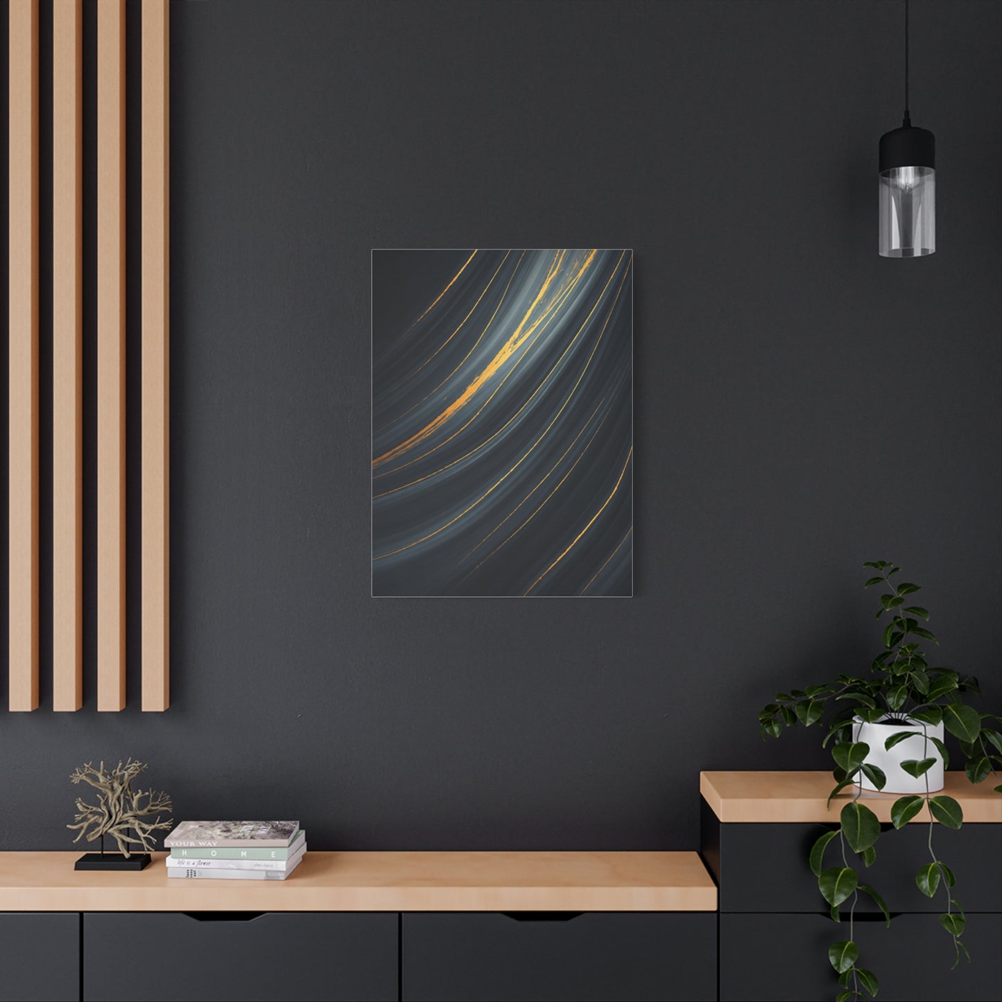 Flowing Gold Curve Abstract Wall Art & Canvas Prints