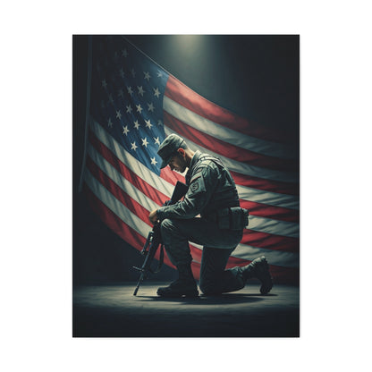 Kneeling Soldier Prayer Tribute Wall Art & Canvas Prints