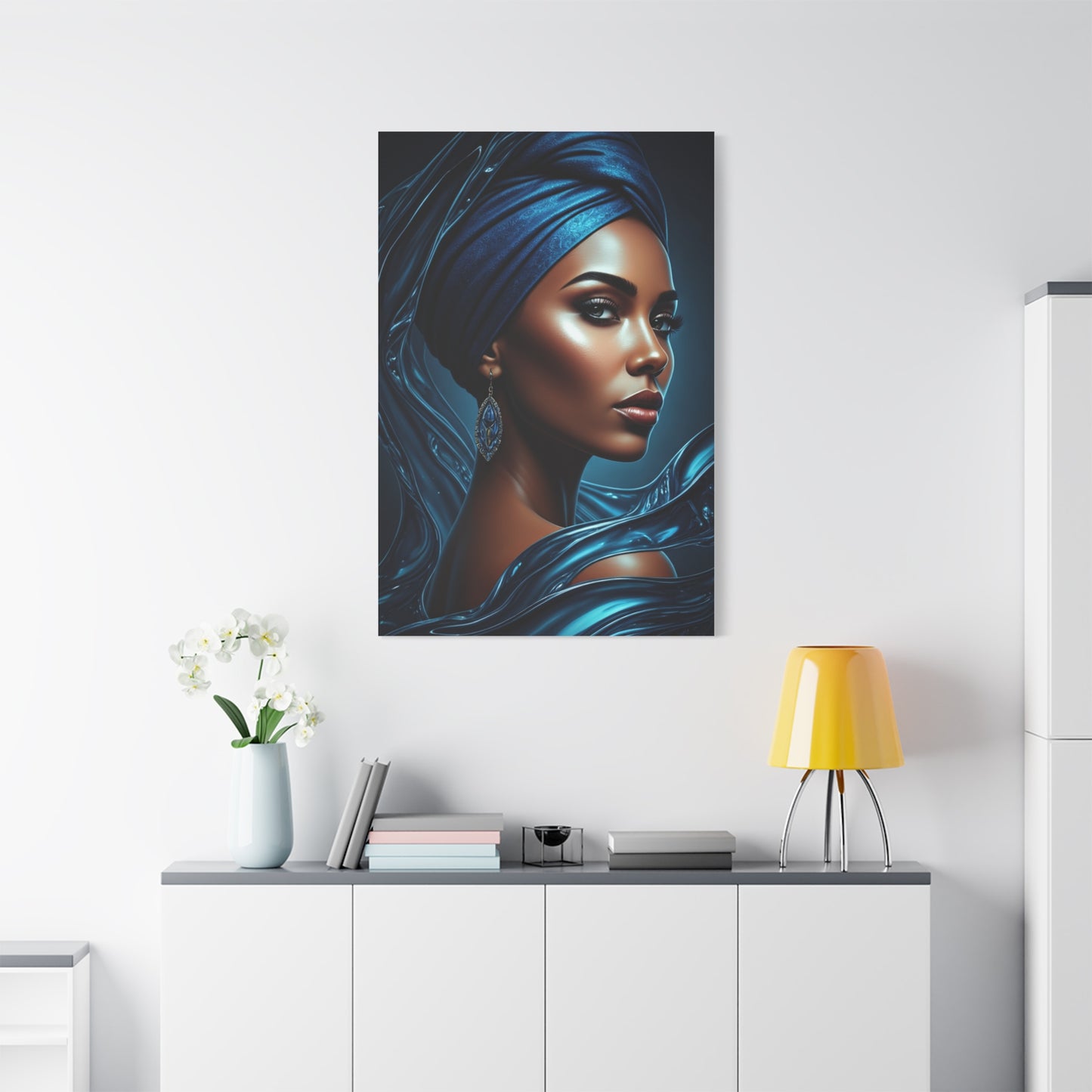 Blue Silk Elegance Portrait Wall Art & Canvas Prints