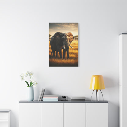 Majestic Elephant in Golden Grasslands Wall Art & Canvas Prints