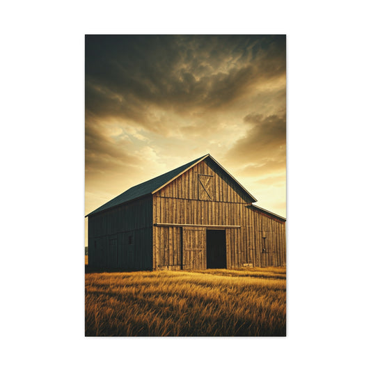 Golden Harvest Barn at Dusk Wall Art & Canvas Prints