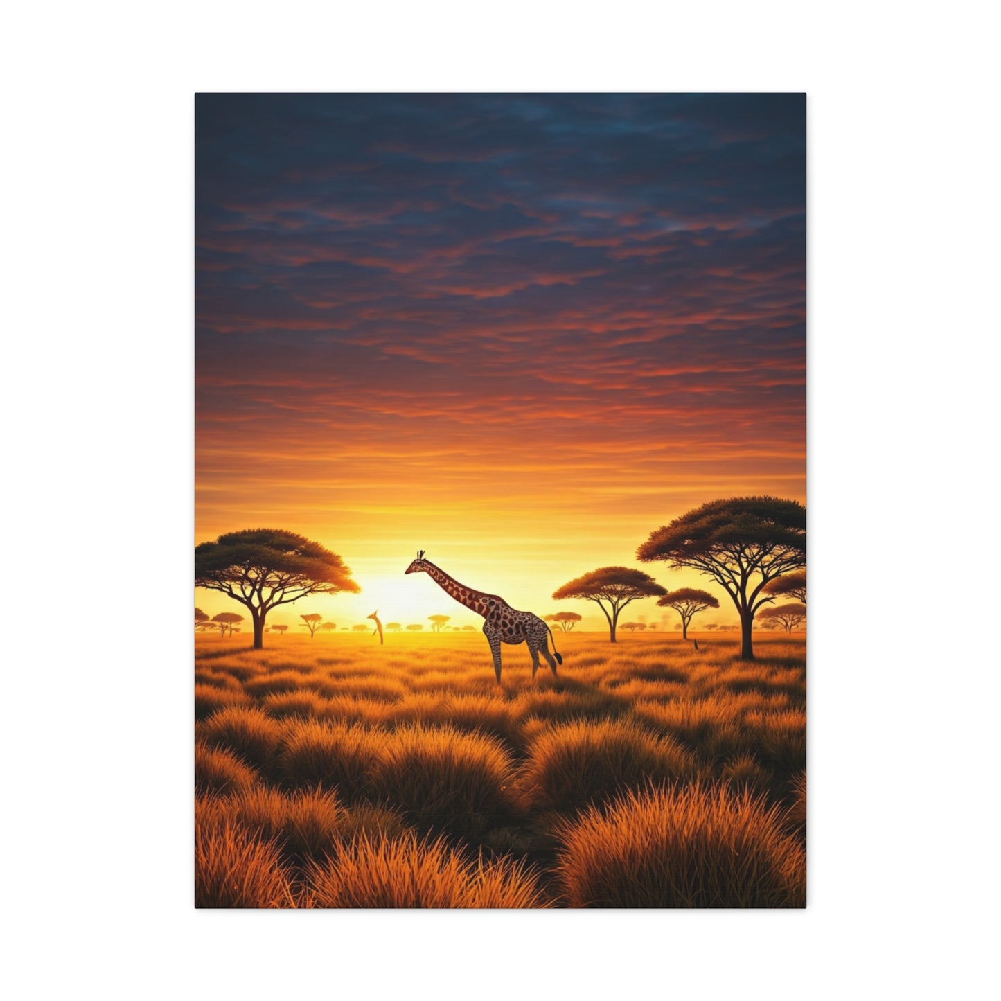Savannah Giraffe Sunset Silhouette Wall Art & Canvas Prints