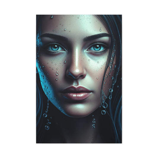 Intimate Blue Portrait with Beaded Accents Wall Art & Canvas Prints