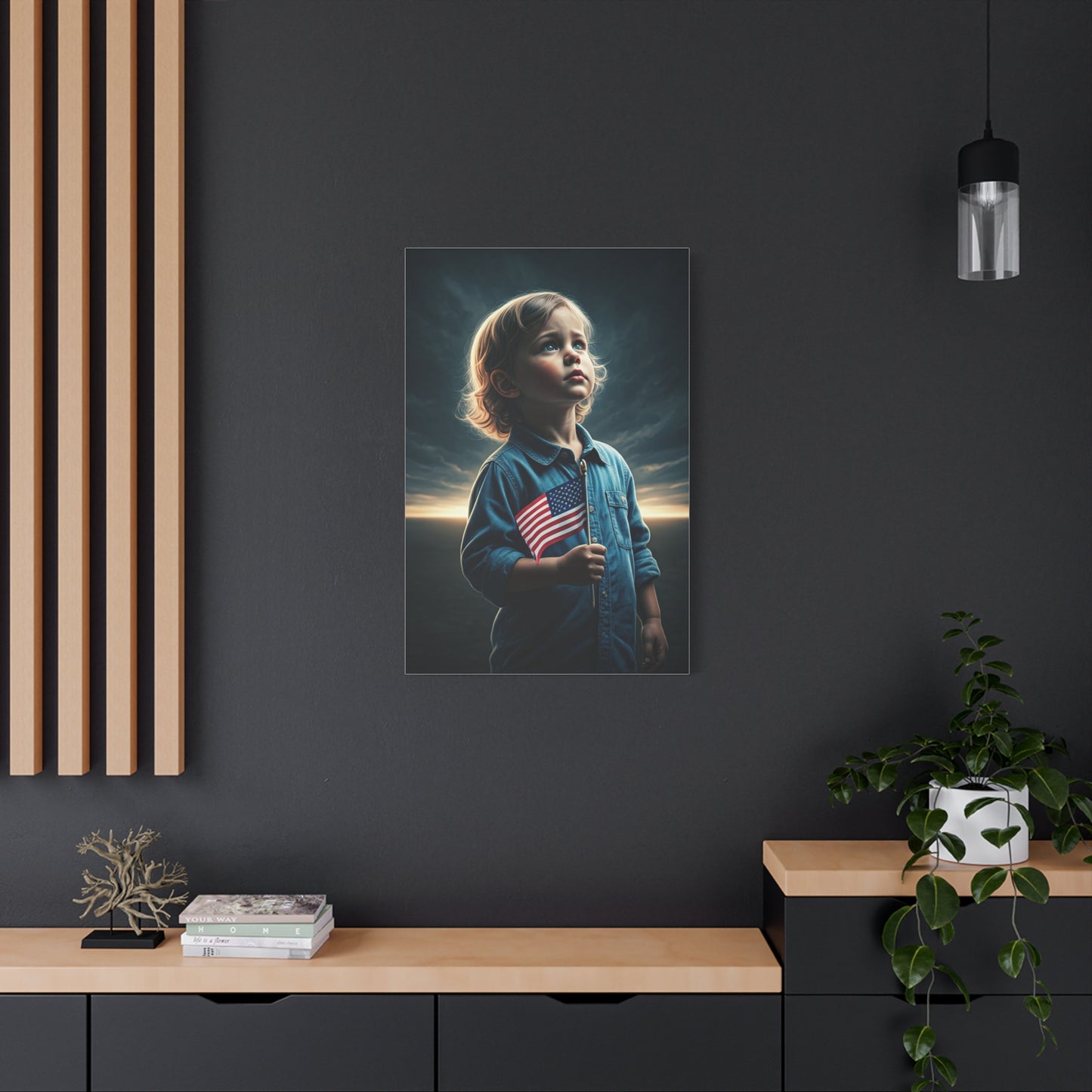 Child Holding Flag of Promise Wall Art & Canvas Prints