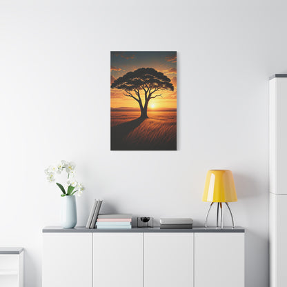 Lone Acacia Tree Sunset Horizon Wall Art & Canvas Prints