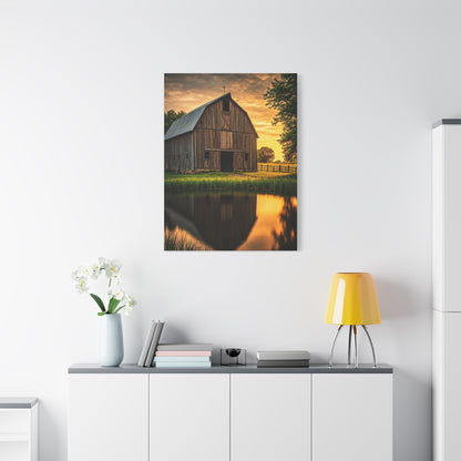 Barn Reflections at Golden Hour Wall Art & Canvas Prints