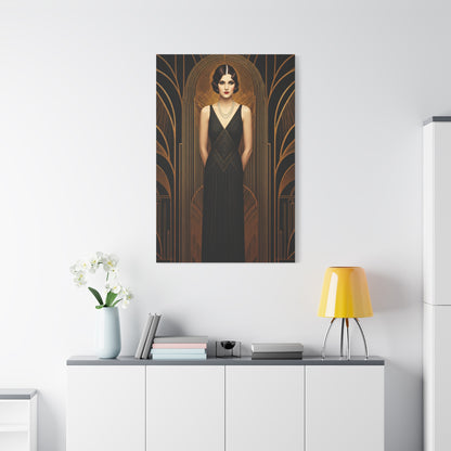 Midnight Deco Portrait Lady Wall Art & Canvas Prints