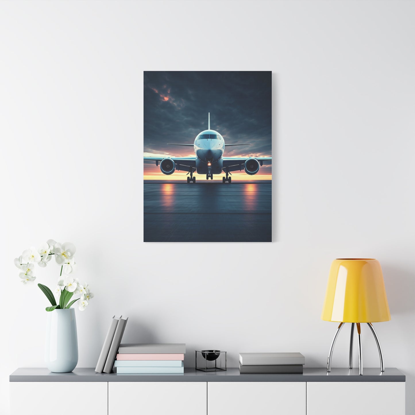 Jet Runway Storm Departure Wall Art & Canvas Prints
