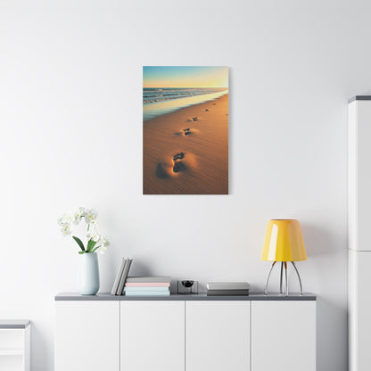 Golden Footprints in Sunset Sand Wall Art & Canvas Prints