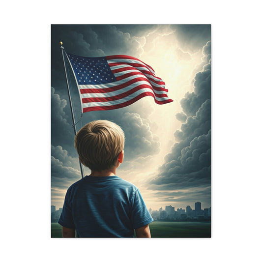 Child Watching the Flag of Tomorrow Wall Art & Canvas Prints