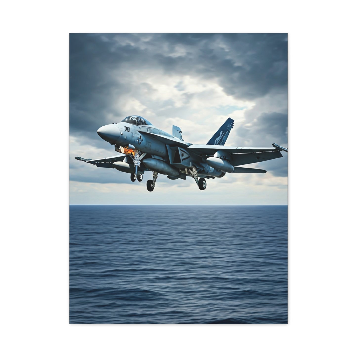 Fighter Jet Above Open Sea Wall Art & Canvas Prints
