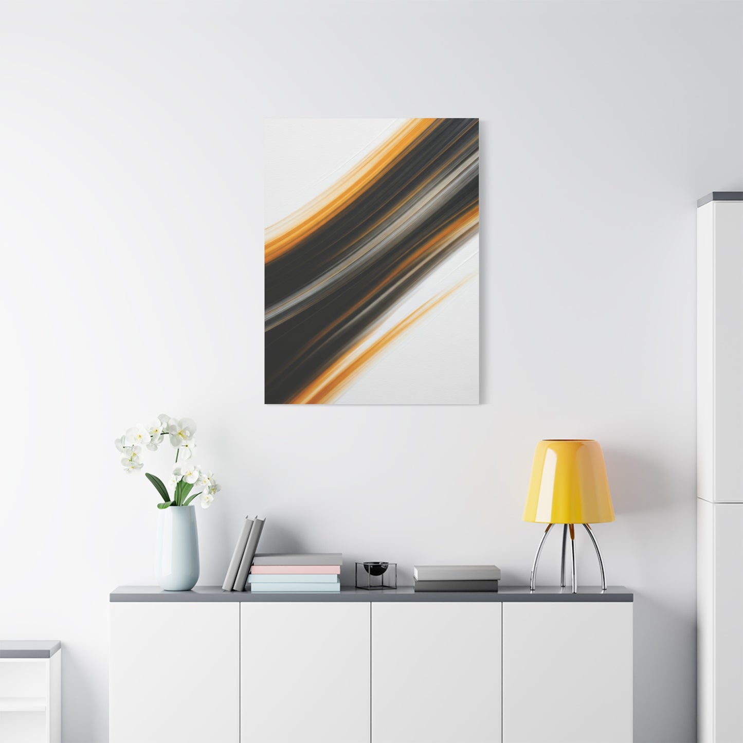 Black and Gold Diagonal Flow Abstract Wall Art & Canvas Prints