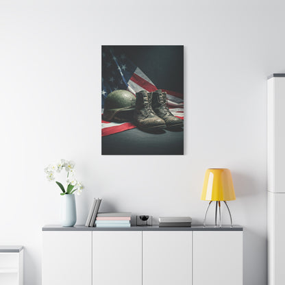 Battlefield Helmet and Boots Tribute Wall Art & Canvas Prints.