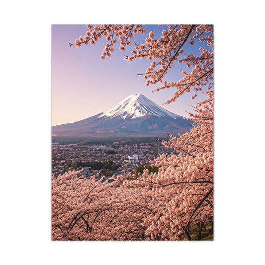 Mount Fuji Over Sakura Blossom Hillside Wall Art & Canvas Prints