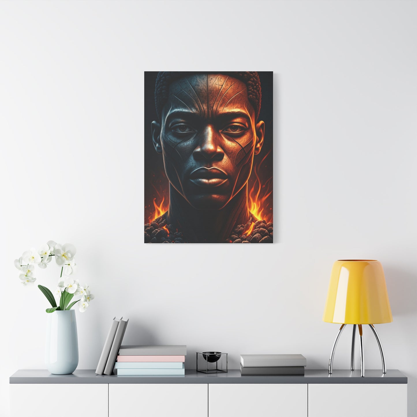 Fire and Shadow Warrior Portrait Wall Art & Canvas Prints