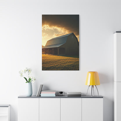 Golden Hour Farm Barn Landscape Wall Art & Canvas Prints