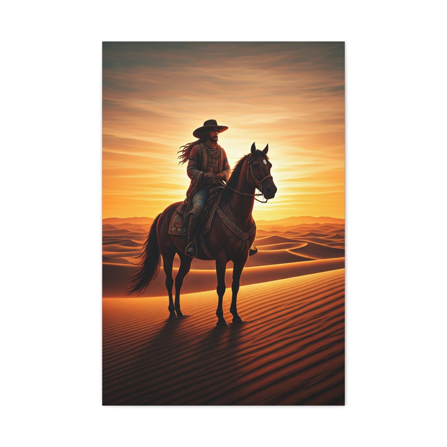Desert Rider at Golden Sunset Wall Art & Canvas Prints