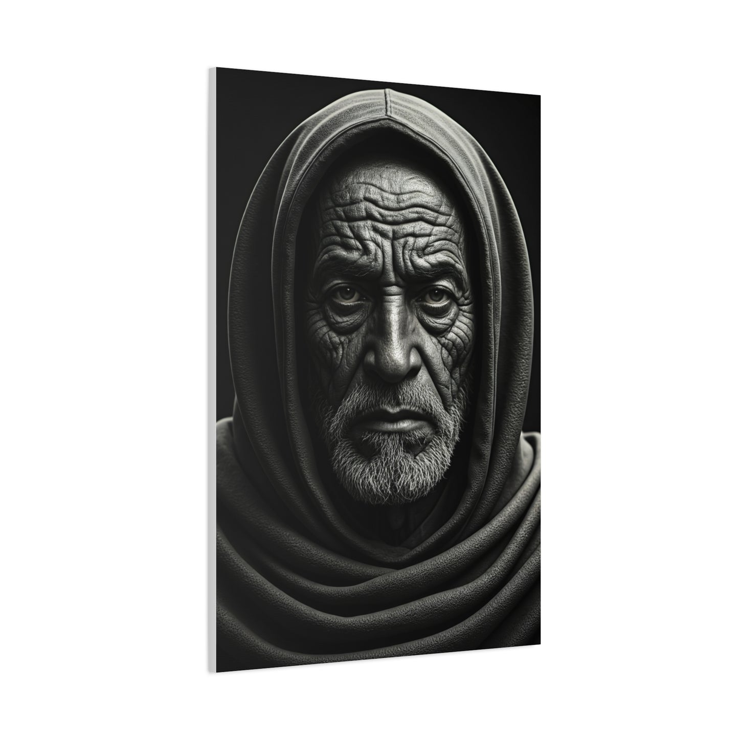 Hooded Elder with Timeless Expression Wall Art & Canvas Prints