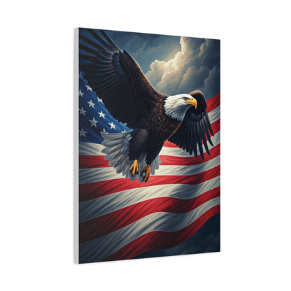 Eagle of Freedom Over the American Flag Wall Art & Canvas Prints