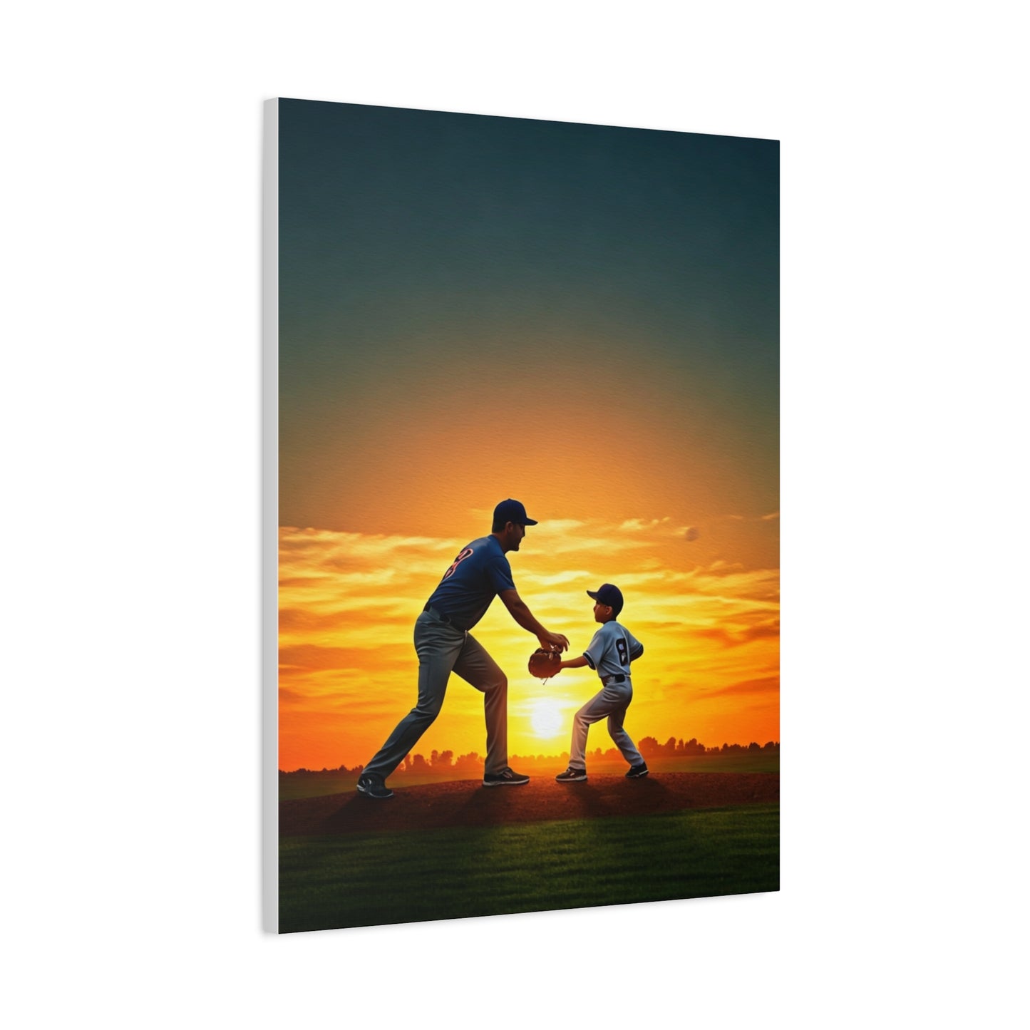 Father and Child Baseball Sunset Moment Wall Art & Canvas Prints