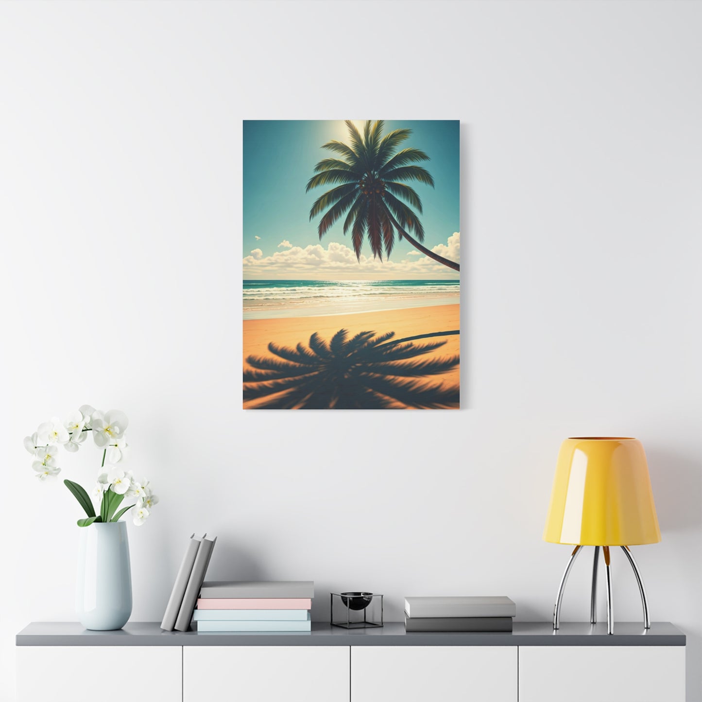 Palm Shadow Serenity Beach Wall Art & Canvas Prints