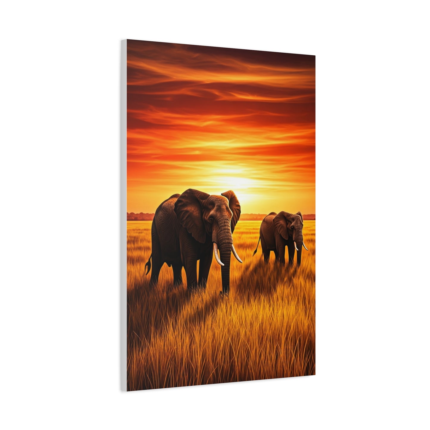 Elephant Herd at Sunset Plains Wall Art & Canvas Prints