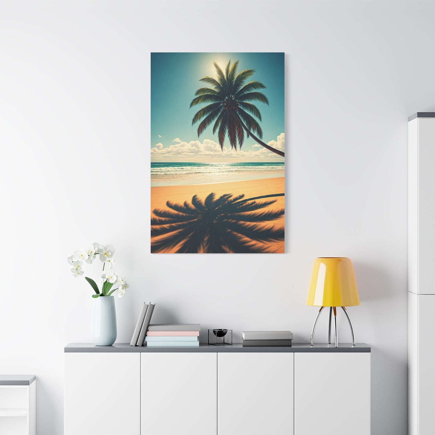 Palm Shadow Serenity Beach Wall Art & Canvas Prints