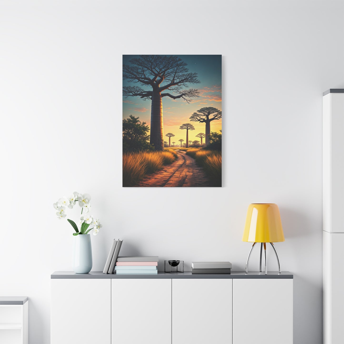 Lone Acacia Under the Cosmic Sky Wall Art & Canvas Prints
