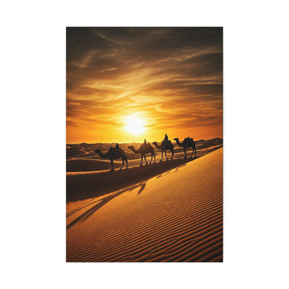 Desert Caravan Sunset Journey Wall Art & Canvas Prints
