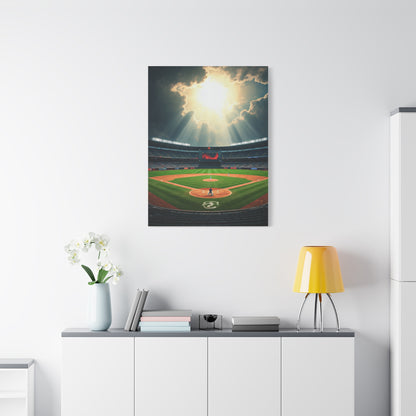 Golden Hour Baseball Field with Team Logo Wall Art & Canvas Prints